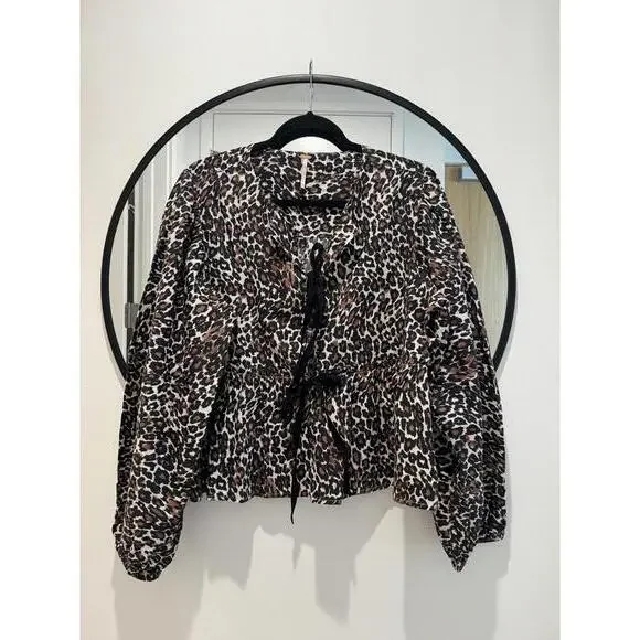 Free People x REVOLVE Printed Brunch Babe Top in Leopard Size Medium - Picture 2 of 5